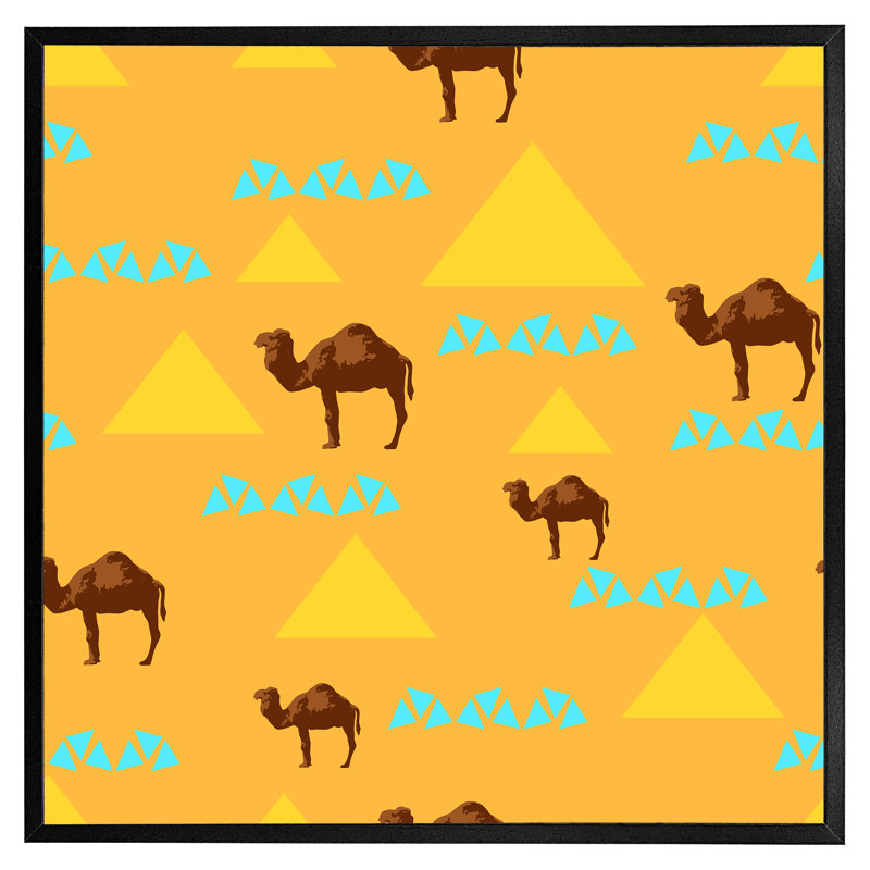 Allenspark Camels & Pyramids - Single Picture Frame Print, Black Framed, 41cm H x 41cm W x 4cm D