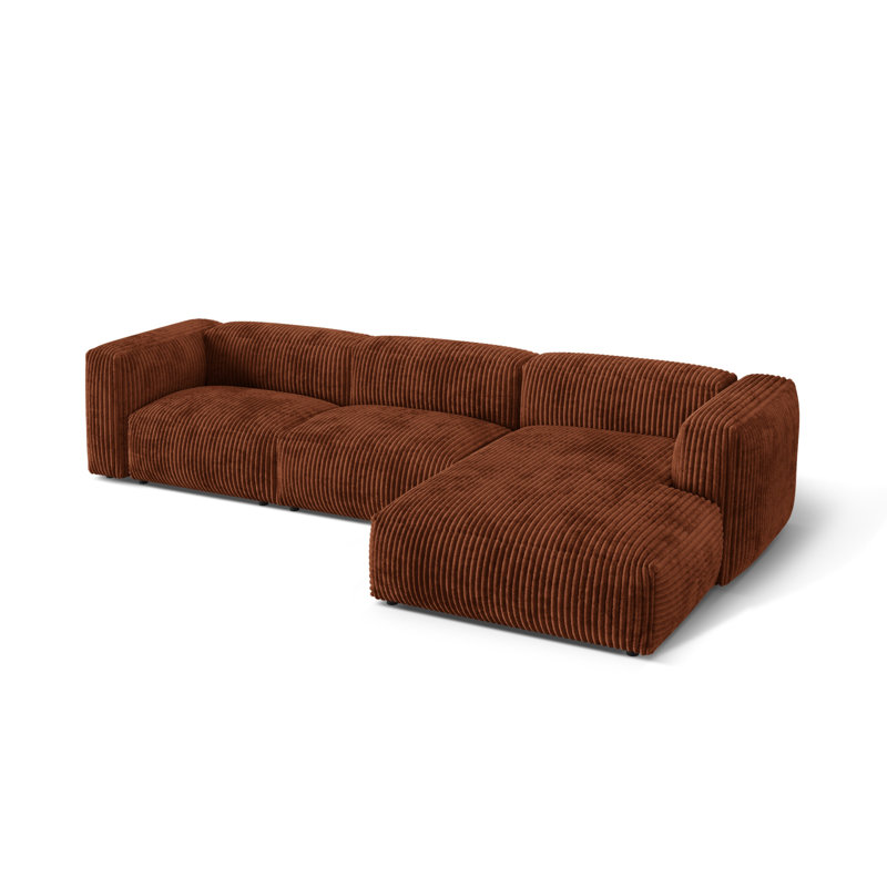 Betsayda 3 Seater Corduroy Corner Sofa , Brick