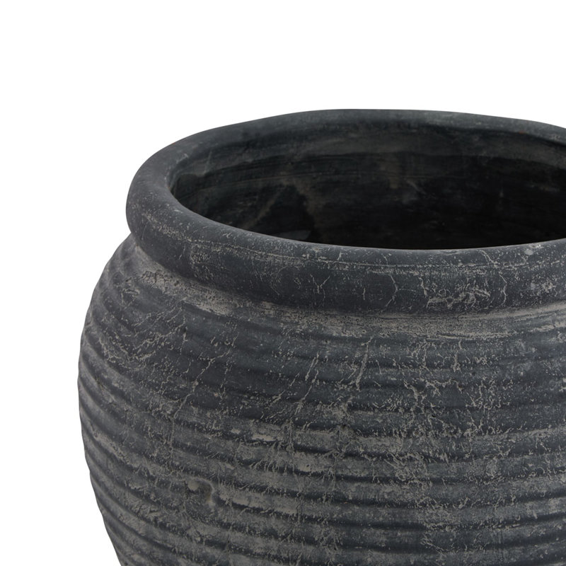 Marina Handmade Ceramic Planter, 20cm H x 28cm W x 28cm D, Grey