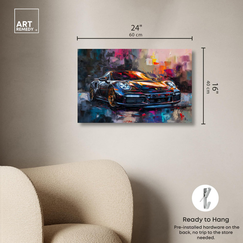 Turbocharged Porsche II Canvas Lux Car Paintings by Art Remedy, 16" H x 24" W x 1.5" D, Wrapped Canvas