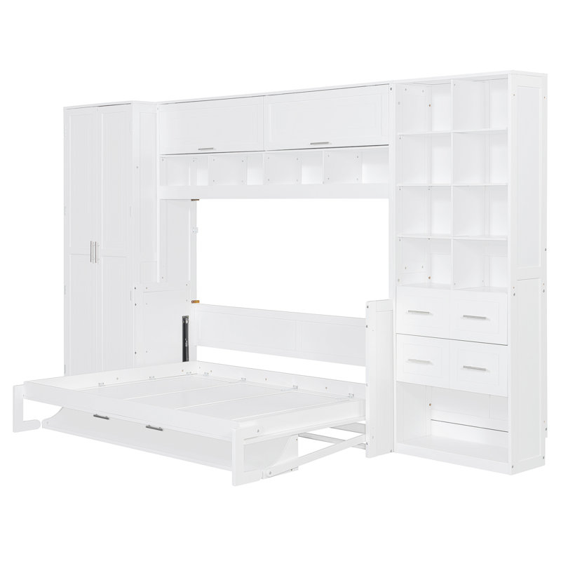 Lit escamotable double sur double avec lève-personne hydraulique et conception de bureau, Gris
