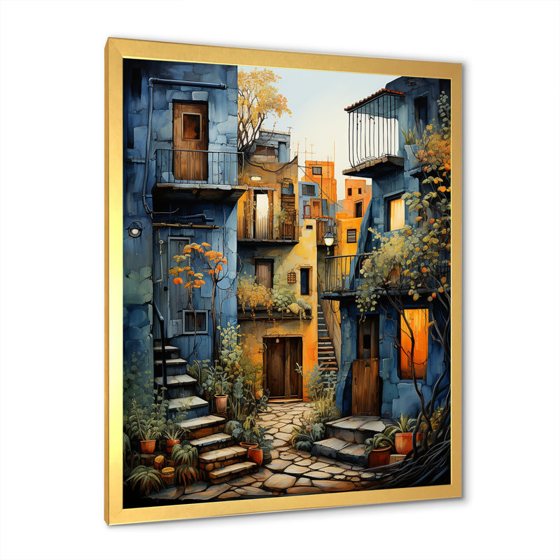 Art mexicain, paysage, odyssée d'Oaxaca I - art mural mexicain, H 32 po x l 16 po x P 1 po, Cadre doré simple