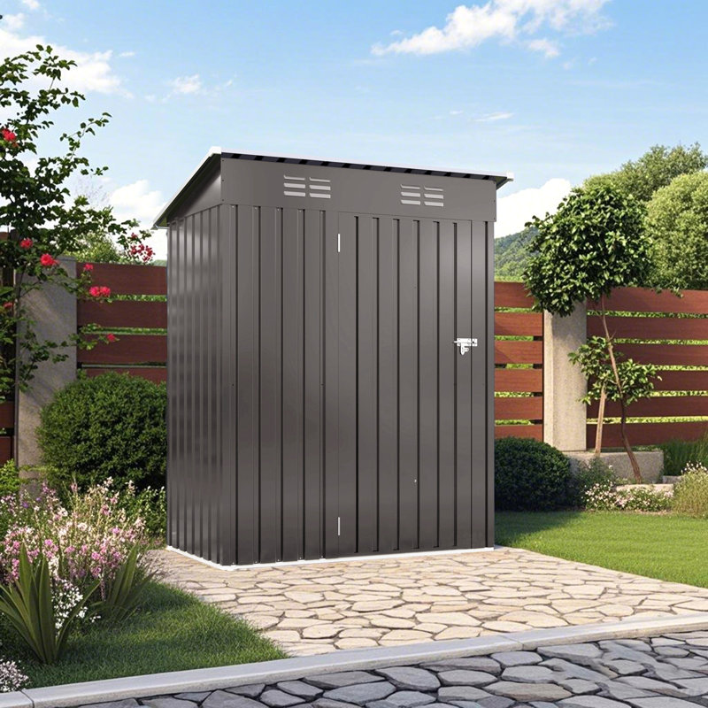 5X3 FT Metal Outdoor Storage Shed, Tool Shed With Pitched Roof And Lockable Door Compact Metal Tool Shed For Garden, Backyard, Patio, Everyday Sundries And Bike Storage