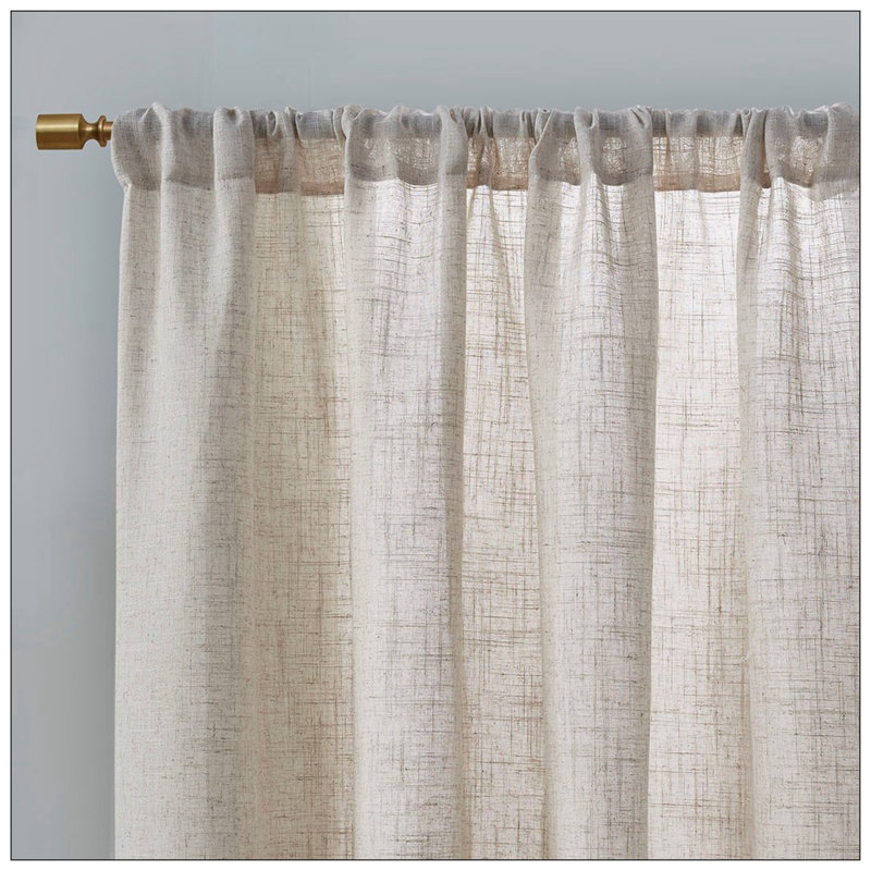 Natural Linen Blend Light Filtering Curtain Panel Pair
