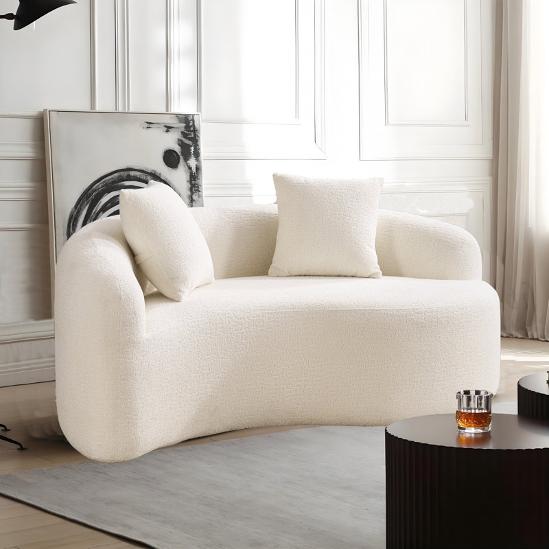 Causeuses de canapé en forme de S, méridienne moderne avec coussins, Blanc