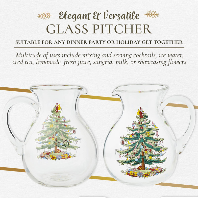 Spode Christmas Tree Glass Pitcher 6 Pt/9"