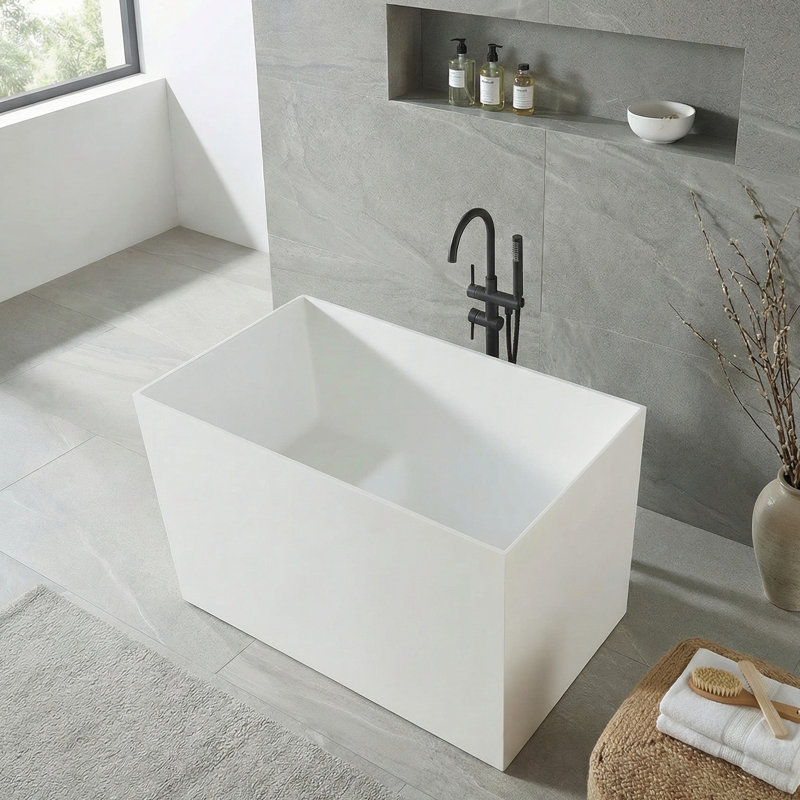 Baignoire de trempage autoportante à surface solide avec siège 47 po. Cppingao