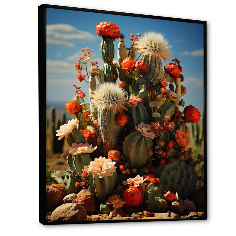 «Boeschen Desert Cacti Garden II», reproduction sur toile, H 44 po x l 34 po x P 1,5 po, Cadre flottant noir