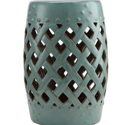 Ceramic Garden Stool 13"X18", Antique Blue, Ceramic, Versatile For Outdoor & Indoor Spaces, Decorative Object 13" X 18" , Blue Material, And Versatile, For Gardens, Patios, Indoors, Decoration