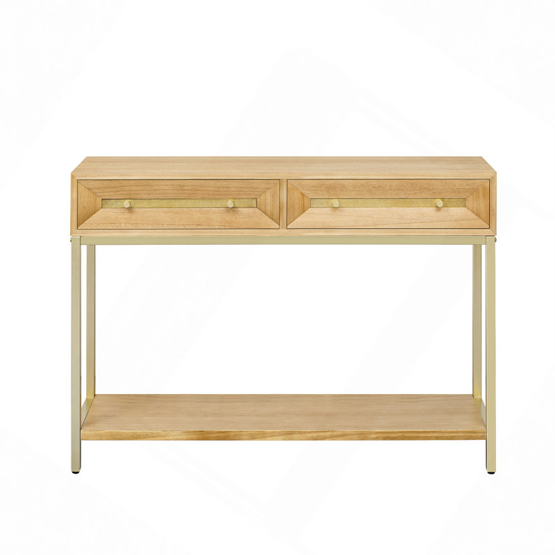 Table d'entrée, console avec deux tiroirs, table de couloir rétro avec un design géométrique saisissant pour l'entrée et le salon