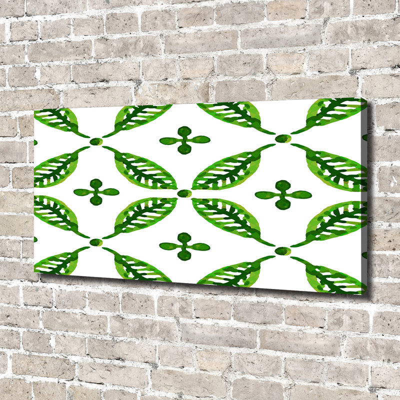 Green leaves 1 Piece Wall Art on Glass, 70cm H x 140cm W x 2cm D, Canvas