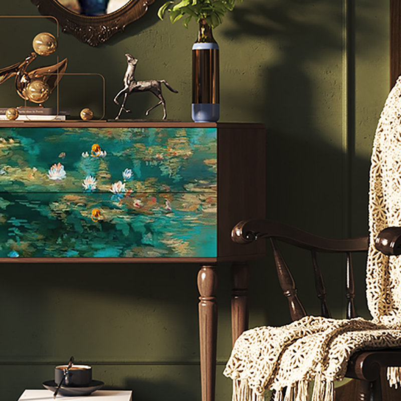 Buffet 33,5 "de style rétro avec créativité, Brun/vert
