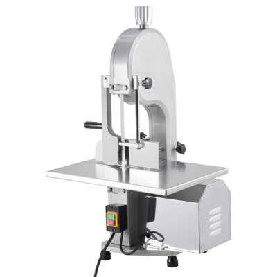 Robust 1500W Electric Bone Saw Machine - Stainless Steel Meat Cutter, 19.3"x15" Table, 0.16-7.9" Thickness, 5x1650mm Blades - Table Type HC-250, 110V/60Hz, American Standard 1.9m