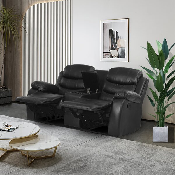 CORO TWO SEAT LEATHER SOFA WITH FLIP-UP HEADRESTS
