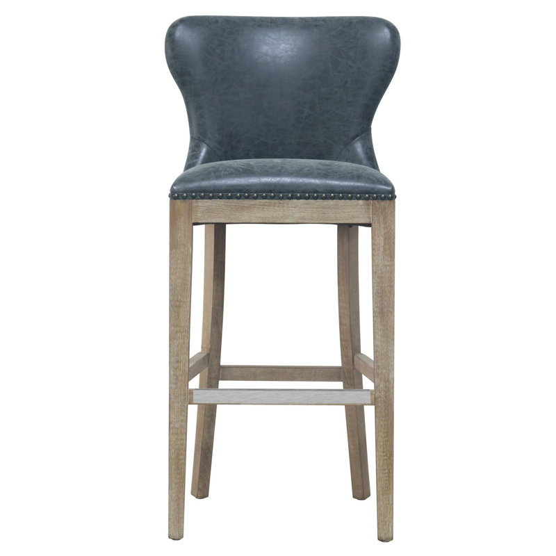 Grantham Upholstered Counter Stool, Nubuck Charcoal faux leather, Bar Stool (30.5” Seat Height)