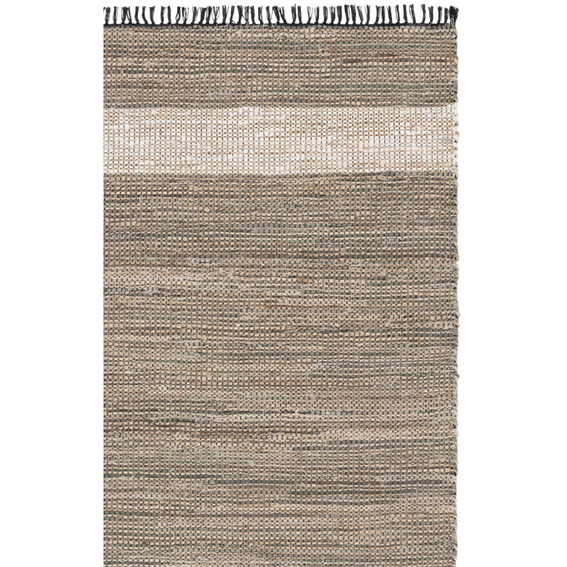 Cape Cod 153 Hand Woven Denim/Jute/Cotton Rug in Green/Beige, Runner 2'3" x 8'