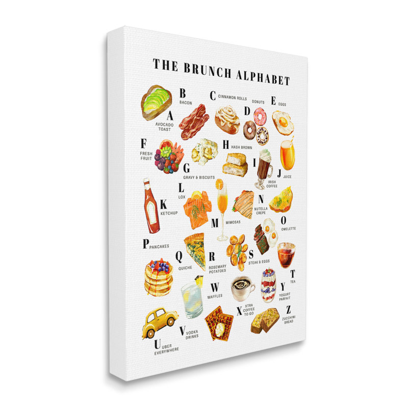 The Brunch Alphabet Food Treats ABC Illustration, Toile tendue, H 16 po x l 20 po
