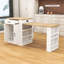 Îlot de cuisine extensible avec tiroirs de rangement, armoire à deux portes, tablettes ouvertes et bar pour le petit-déjeuner-1011431559