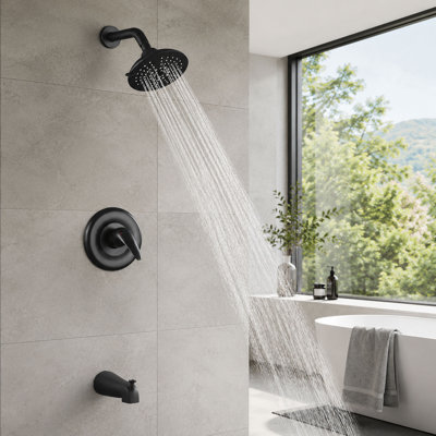 Modern Multifunction Pressure-Balanced Rain Shower Faucet Set with Tub Faucet