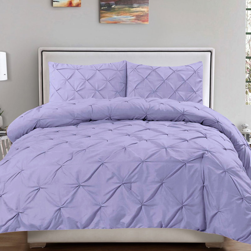 King White Microfiber Pintuck Duvet Cover Set