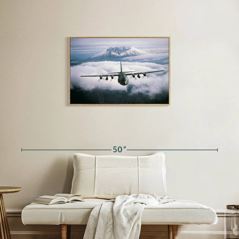 Avion militaire, Cadre flottant en bois naturel, 31 po x 21 po