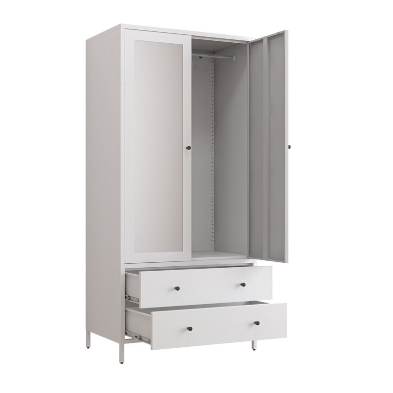 Armoire de rangement en métal pour vêtements, Blanc