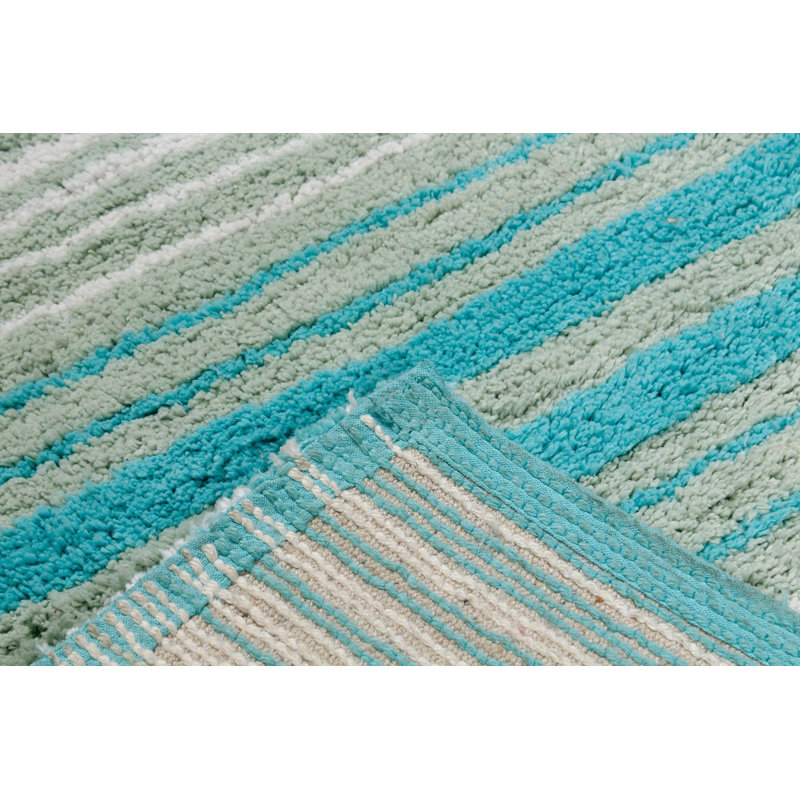 Griffie Plush 100 % Cotton Bath Rug, Single - 21" L x 34" W, Turquoise