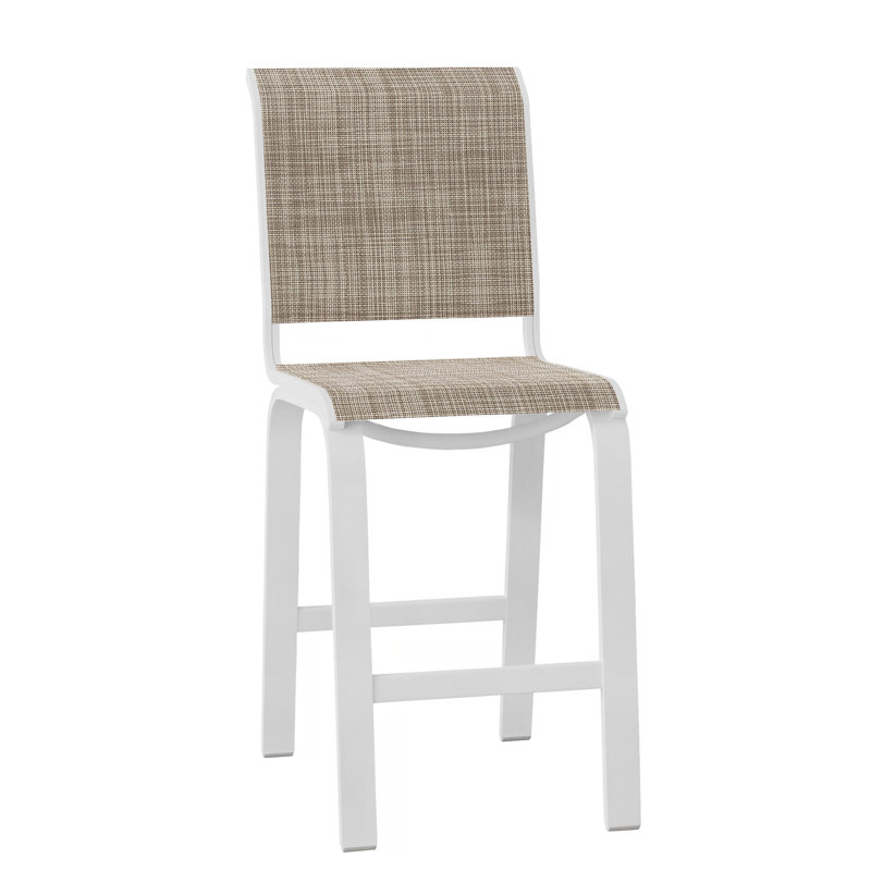 Tabouret de bar 26 po Holna, Bristol taupe Sunbrella®, Blanc texturé