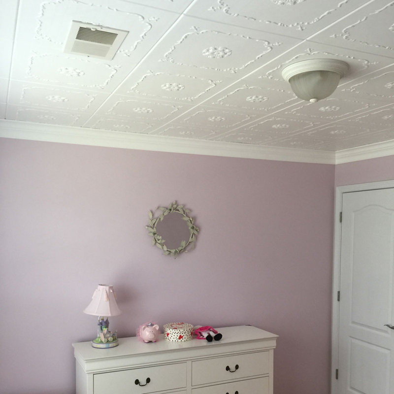 Bourbon Street 1.6 ft. x 1.6 ft. Polystyrene Glue-up Ceiling Tile, Plain White
