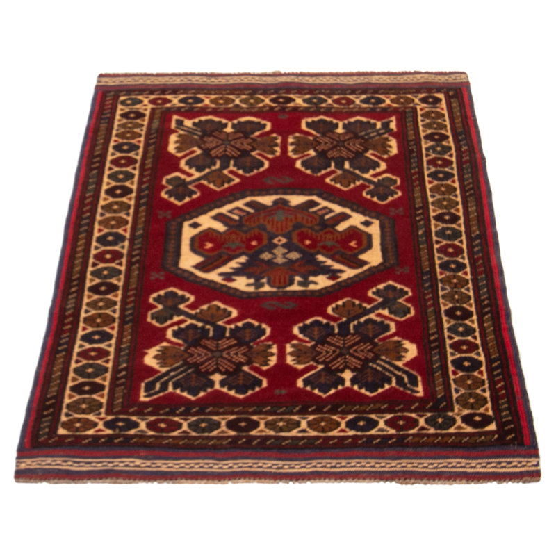 Tapis rouge foncé Tajik 3 pi 0 po x 4 pi 5 po