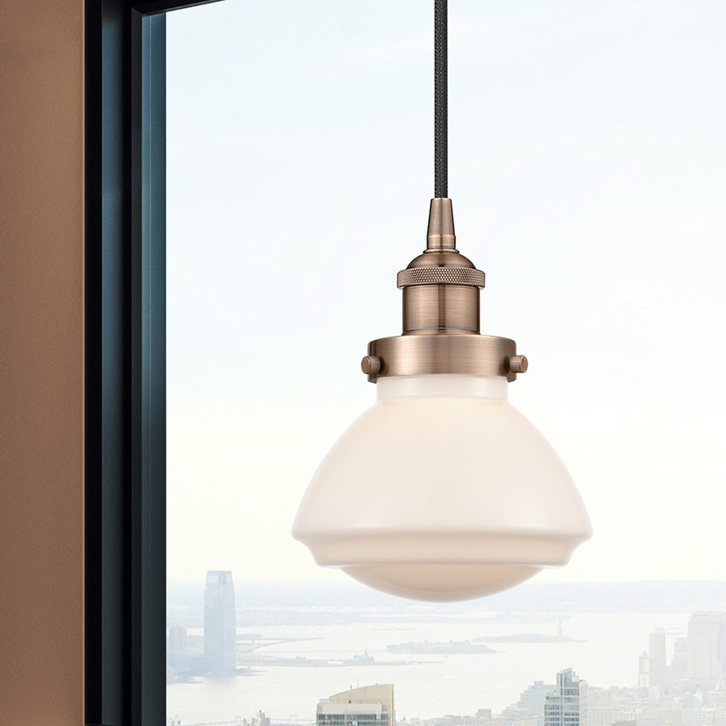 Luminaire suspendu en forme de cloche à 1 lumière Caille, Blanc, Cuivre
