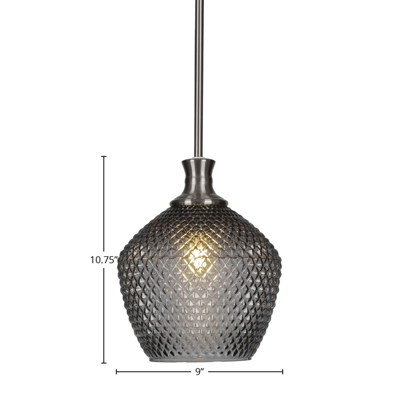 Luminaire suspendu à chaîne Zola, Nickel brossé, H 10,75 po x l 9 po x P 9 po
