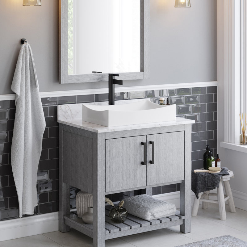 Novatto 21.75'' Porcelain Rectangular Bathroom Sink, White, Matte Black