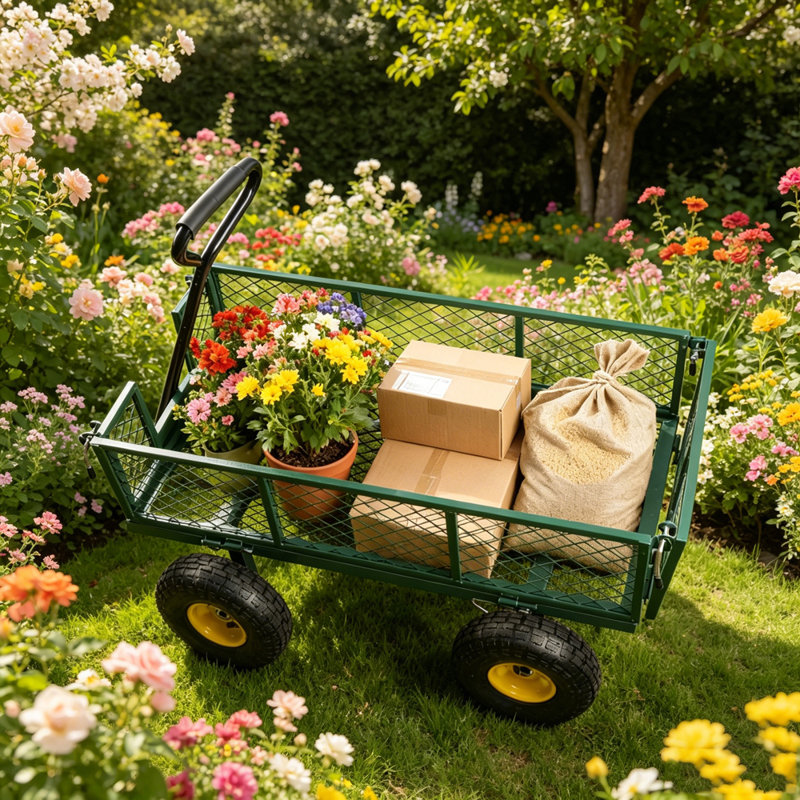 Chariot utilitaire pour chariot de jardin en acier robuste