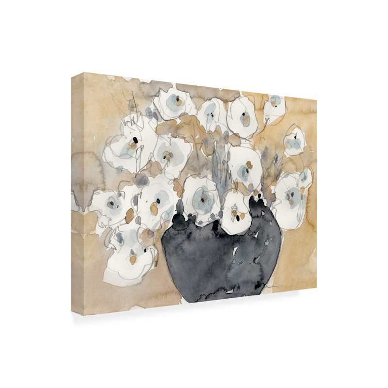 Samuel Dixon White Blossom Floral Canvas Art in Black Vase