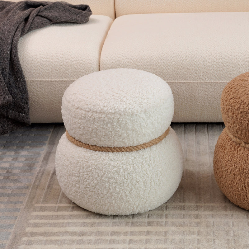Tabouret, coussin moelleux Greig, ludique et mignon, Blanc