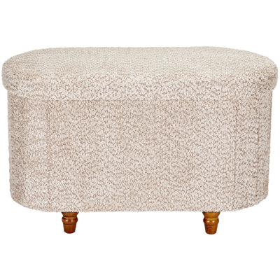 Diwansi Boucle Storage Ottoman Bench with Hinged Lid, Light Brown Upholstered Bedroom Bench, 30-Inch