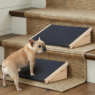 Dog Ramp For Stairs, Non-Slip Rubber Pet Ramps For Small Medium Dogs Cats, Gentle Slope Step And Stair Assist For Senior Or Injured Pets, Indoor Use, Portable Porch Access, Set Of 2