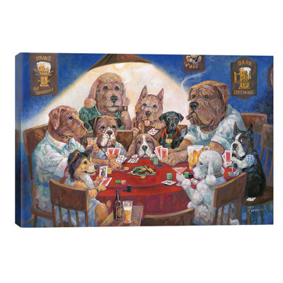 Poker Dogs by Ruane Manning - Wrapped Canvas Print