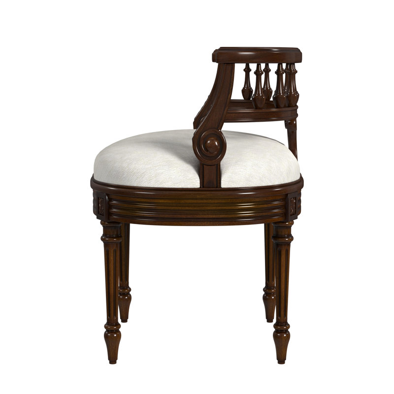 Hathaway Cotton Vanity Stool, Light Cherry