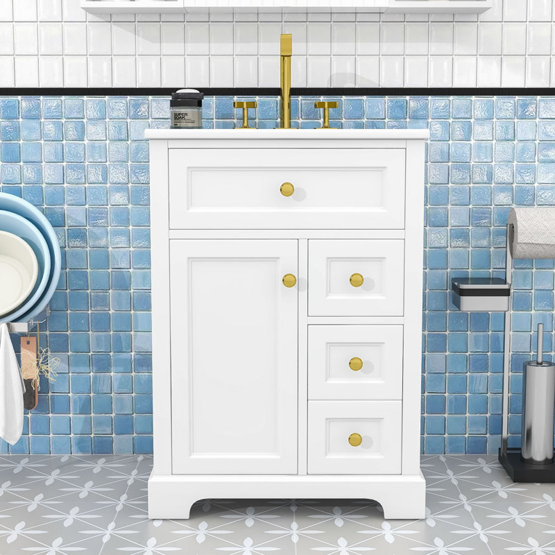 Compact Bathroom Vanity with Ample Storage Perfect for Small Spaces, White