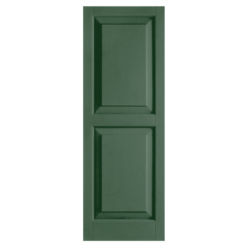 Paire de volets avec panneaux en vinyle surélevés standard, Vert, 71 po x l 15 po x P 1 po