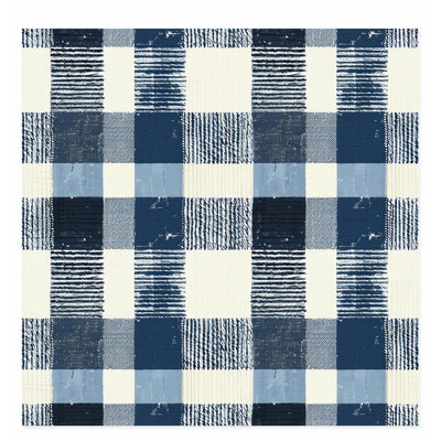 Motif à carreaux abstrait bleu VI, reproduction d'art moderne sans cadre