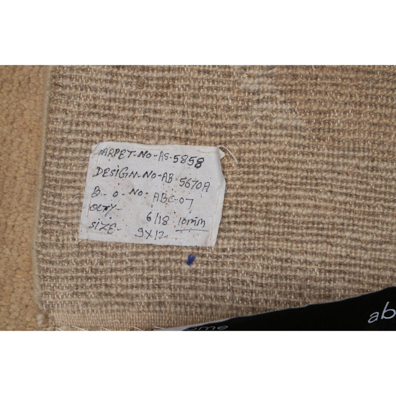 Abstract Contemporary Wool Rug, Natural