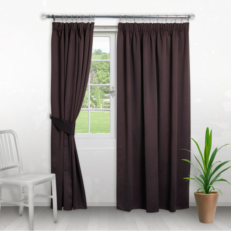 Blackout Sliding Panel Pair, 168 W x 137 D cm, Chocolate Brown
