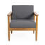 Fauteuil club en bois d'acacia avec conception à lattes et coussins