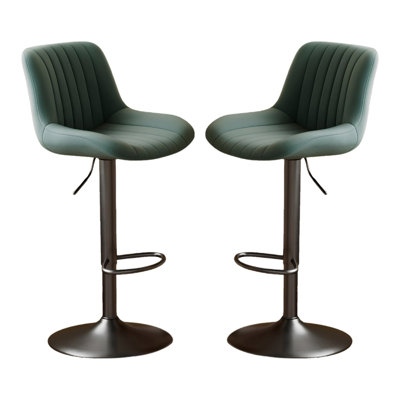 Tabourets de bar réglables, réglables, modernes, pivotants, à hauteur de comptoir, en cuir synthétique, centre commercial, salle à manger, salon, cadre en fer (ensemble de 2)