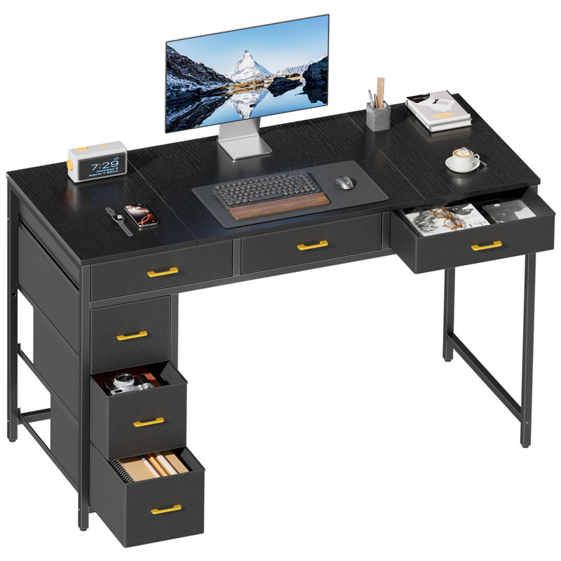 Metal Base Writing Desk, Black, Black