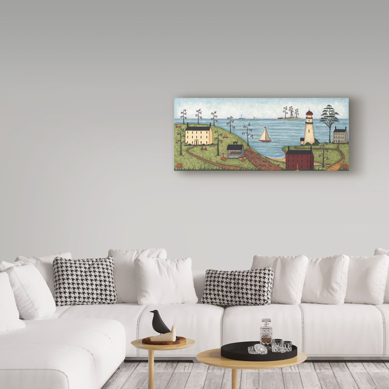 «Little Lighthouse» par Dodgens, reproduction de peinture à l'acrylique sur toile tendue, H 14 po x l 32 po x P 2 po