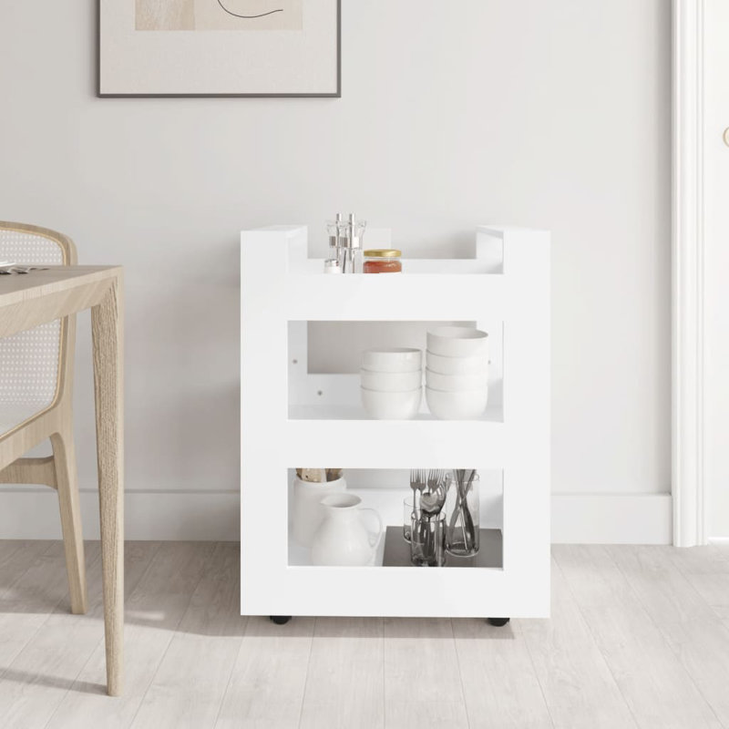 Kalyonka Wood Kitchen Cart, White